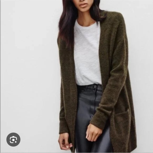 Aritzia Wilfred Free Aronson Open Front Wool Blend Cardigan Sweater Dark Gray XS - Picture 4 of 16